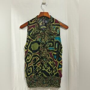 Bisou Bisou - Multicolor Patterned Sheer Top